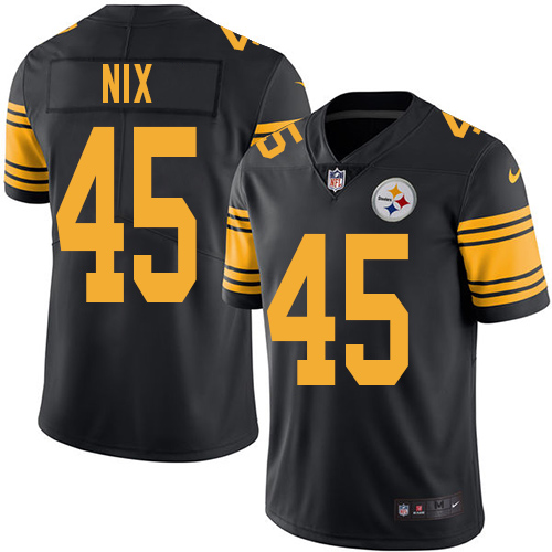Youth Elite Roosevelt Nix Nike Jersey Black - #45 Rush NFL Pittsburgh Steelers